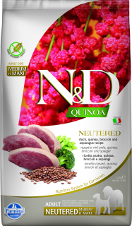 !!! DO VYPRODÁNÍ ZÁSOB!!! N&D Quinoa DOG Neutered Duck&Broccoli&Asp. 2,5kg, !!! EXPIRACE 30.04.2024 !!!